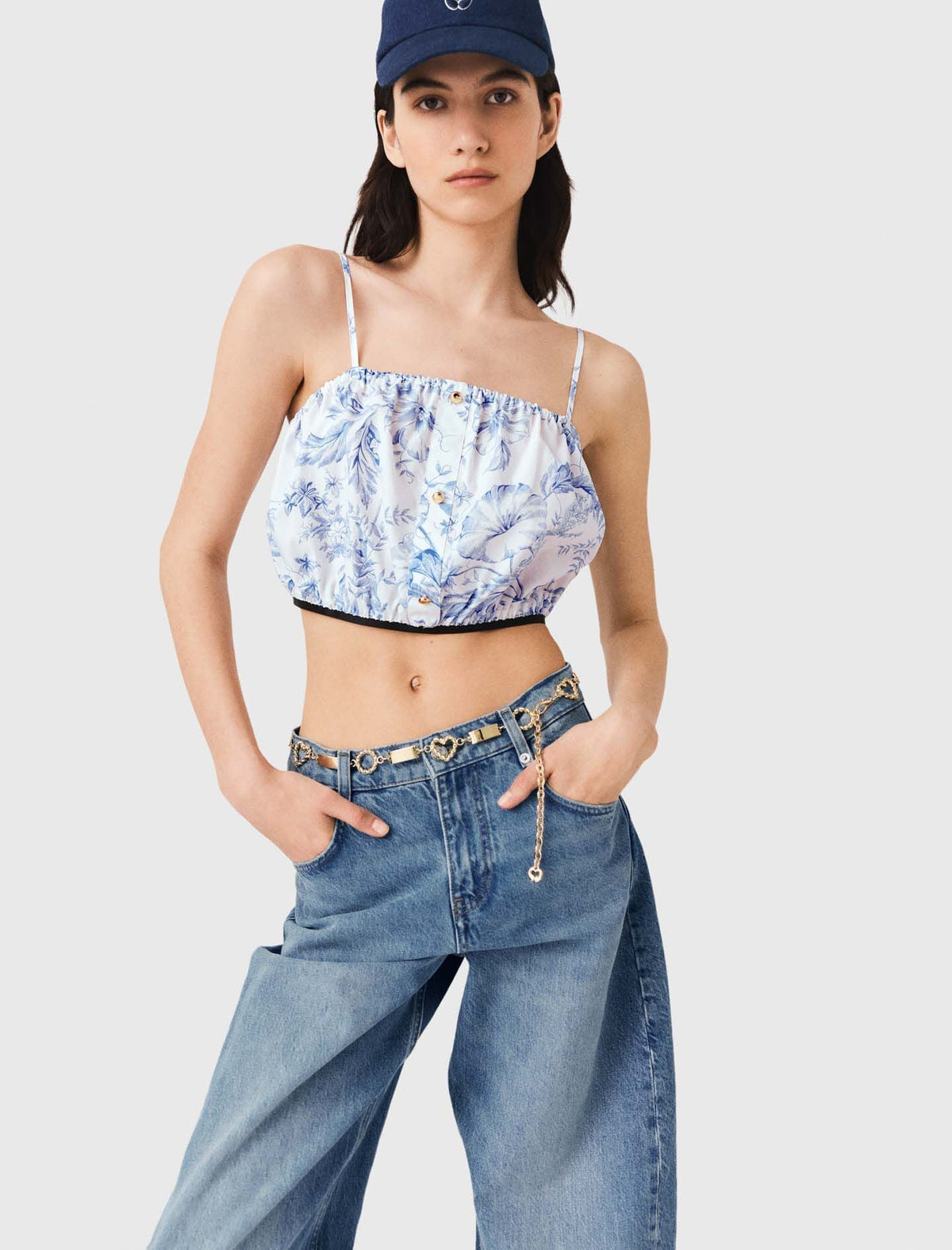 Patterned top with straps | Maje