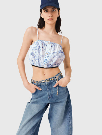 Patterned top with straps | Maje