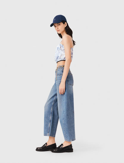 Patterned top with straps | Maje