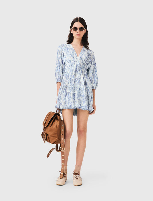 Patterned pleated dress | Maje