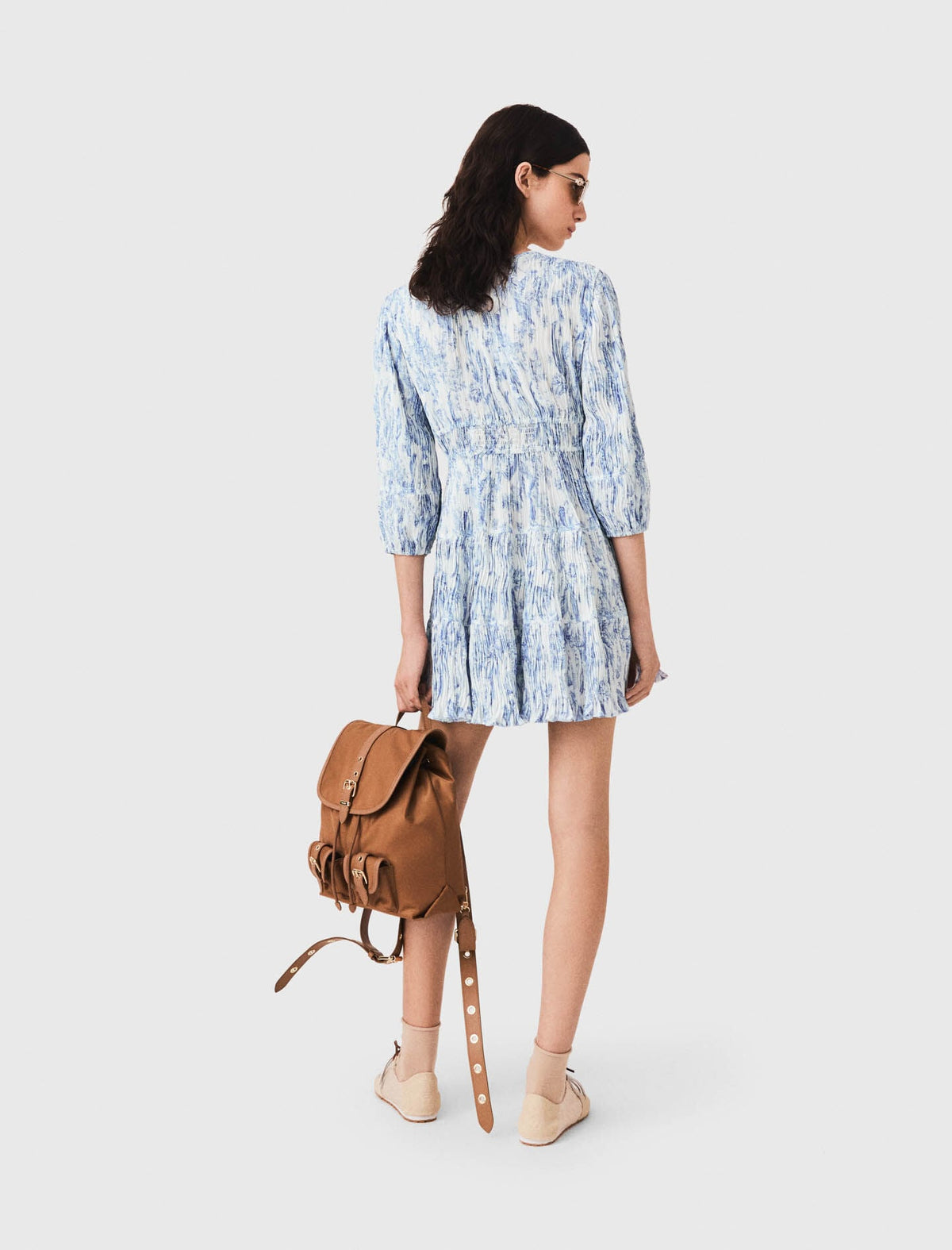 Patterned pleated dress | Maje