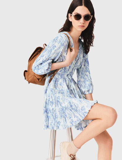 Patterned pleated dress | Maje