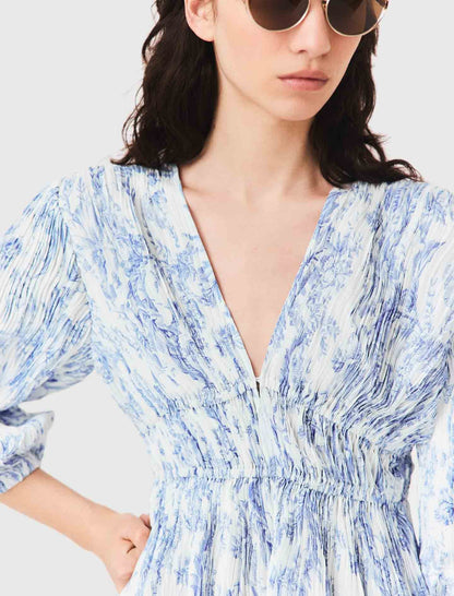 Patterned pleated dress | Maje