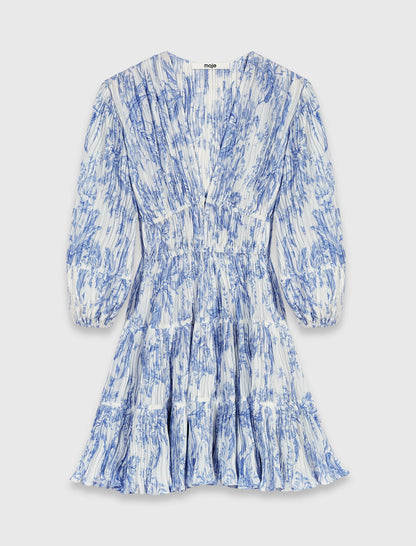 Patterned pleated dress | Maje