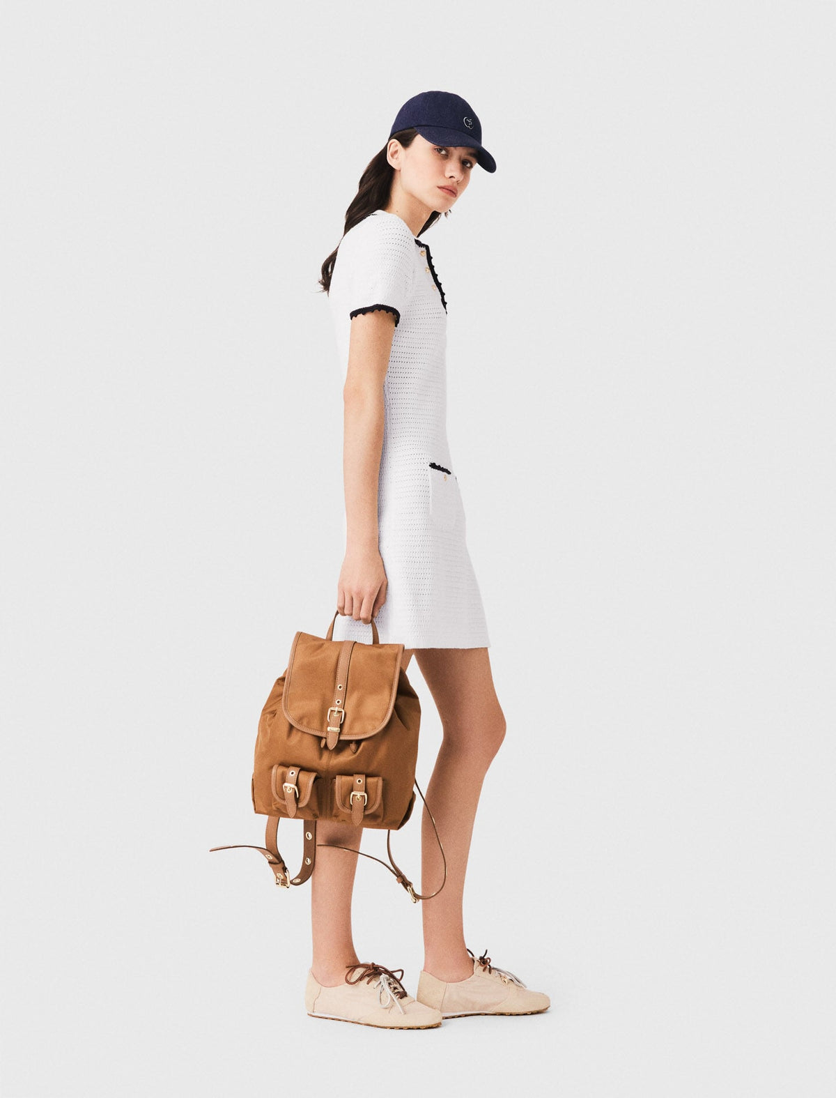 Knit polo dress with crochet | Maje