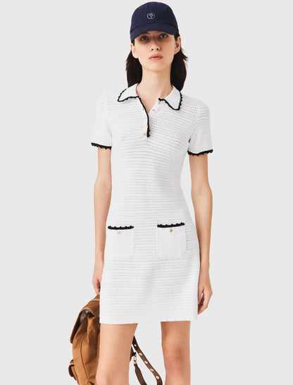 Knit polo dress with crochet | Maje
