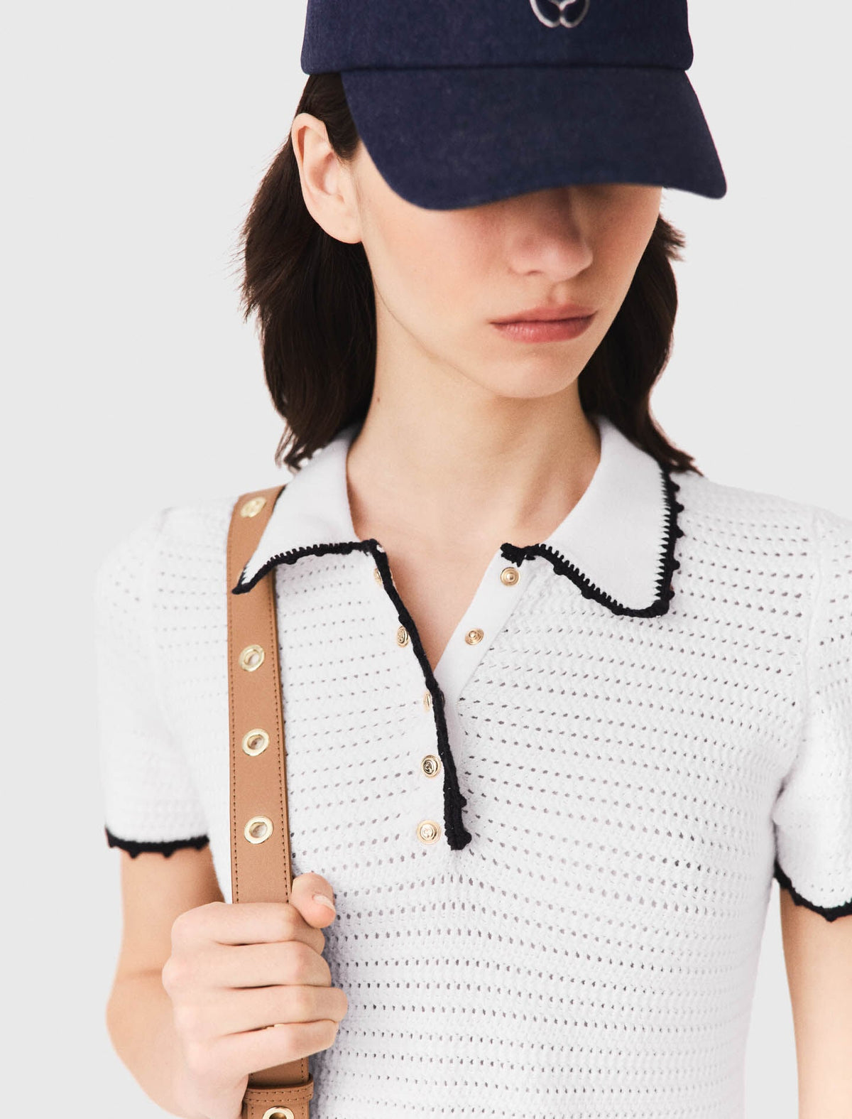 Knit polo dress with crochet | Maje
