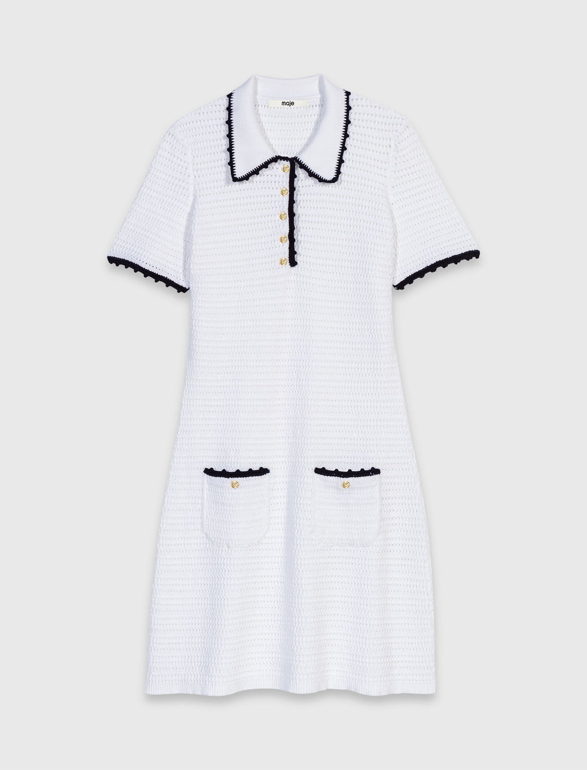 Knit polo dress with crochet | Maje