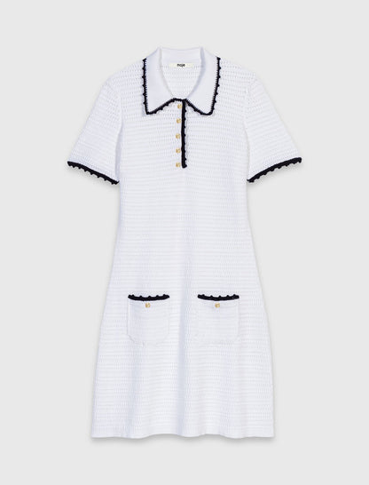 Knit polo dress with crochet | Maje