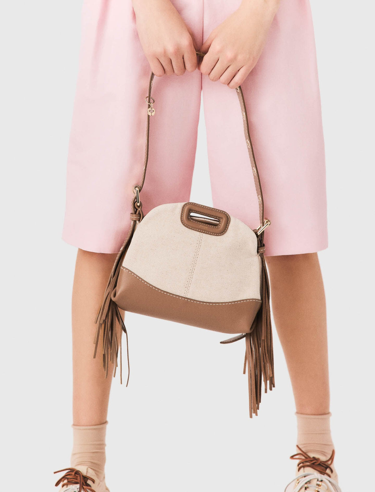 Canvas and leather Miss M Mini bag | Maje