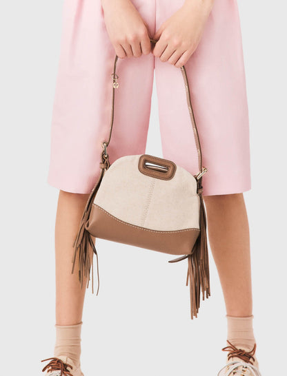 Canvas and leather Miss M Mini bag | Maje