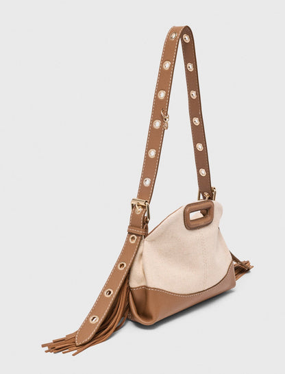 Canvas and leather Miss M Mini bag | Maje