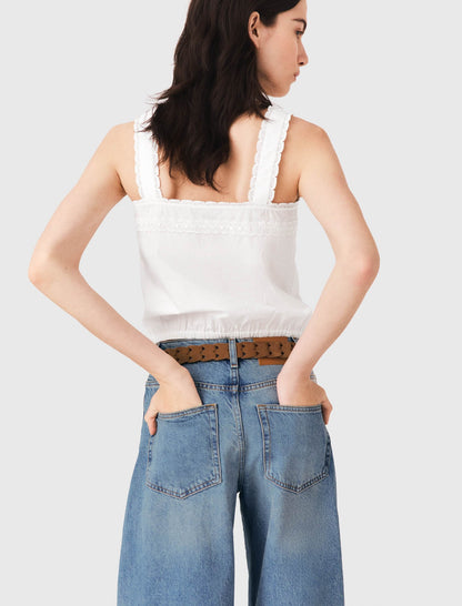 Crop top with lace trim | Maje