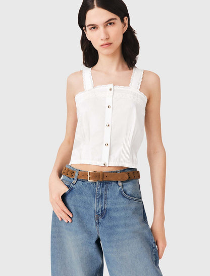 Crop top with lace trim | Maje
