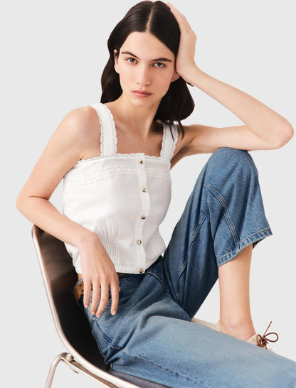 Crop top with lace trim | Maje