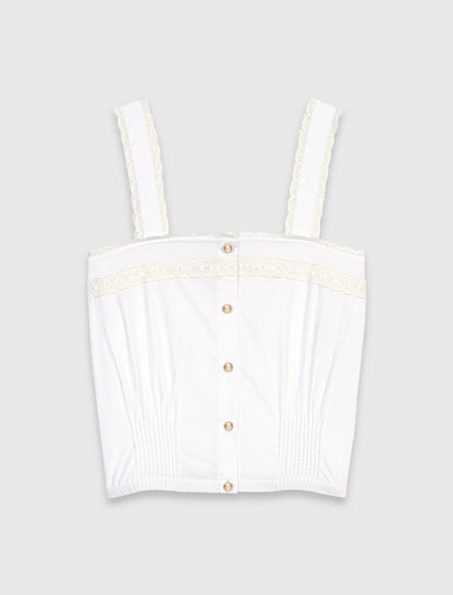 Crop top with lace trim | Maje