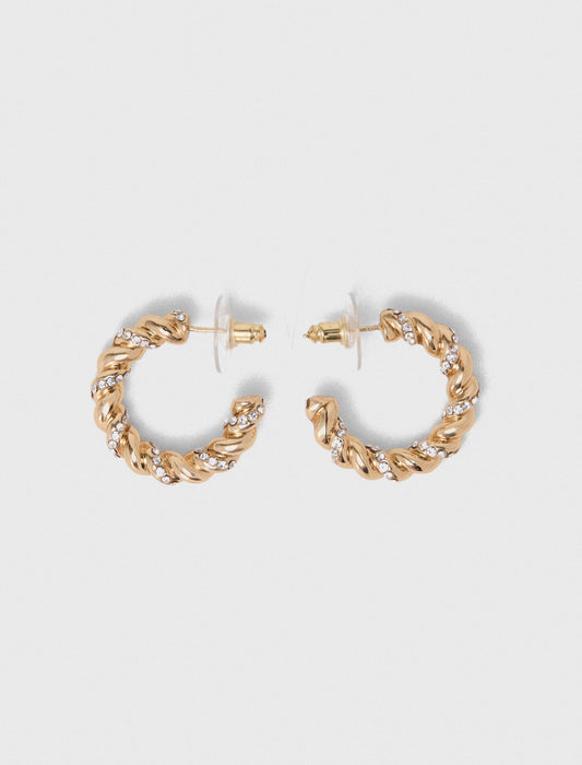 Twisted rhinestone hoop earrings | Maje