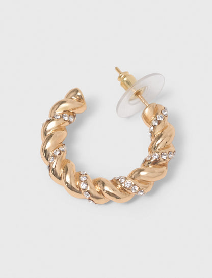Twisted rhinestone hoop earrings | Maje