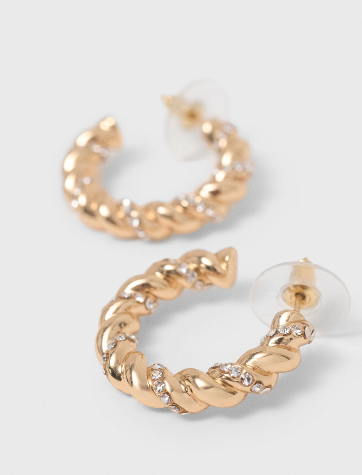 Twisted rhinestone hoop earrings | Maje