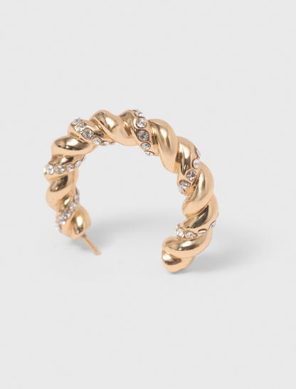 Twisted rhinestone hoop earrings | Maje