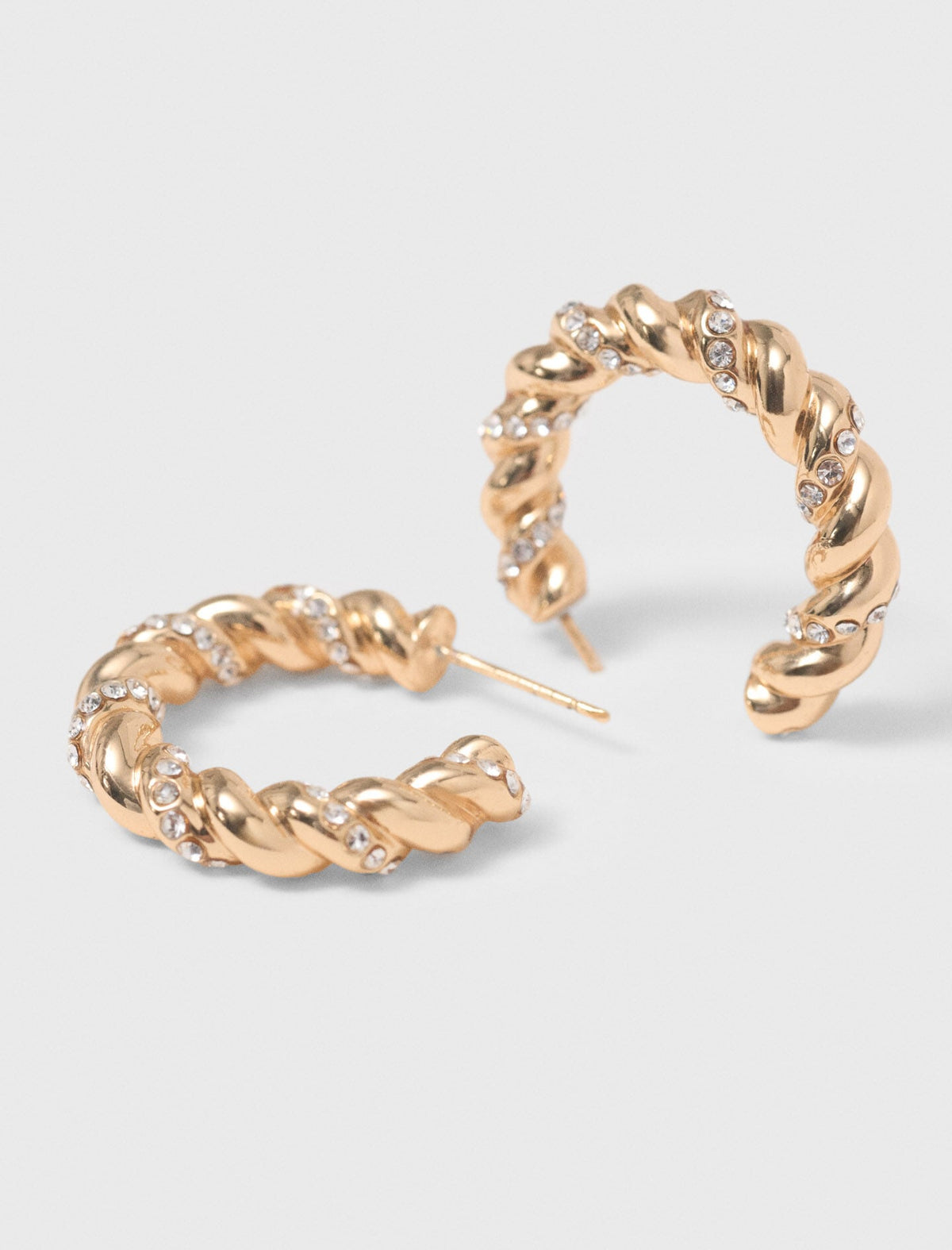 Twisted rhinestone hoop earrings | Maje
