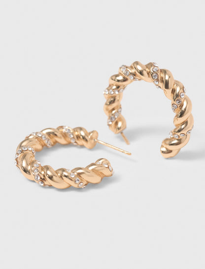 Twisted rhinestone hoop earrings | Maje