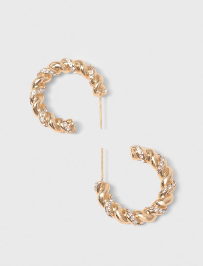 Twisted rhinestone hoop earrings | Maje