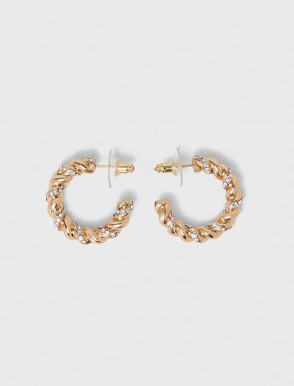 Twisted rhinestone hoop earrings | Maje
