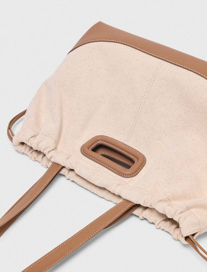 Milpli canvas and leather tote bag | Maje