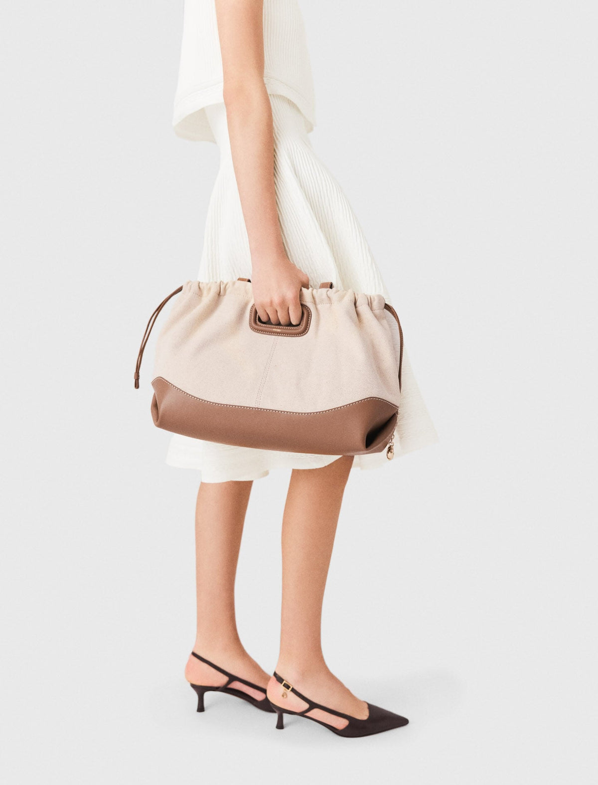 Milpli canvas and leather tote bag | Maje