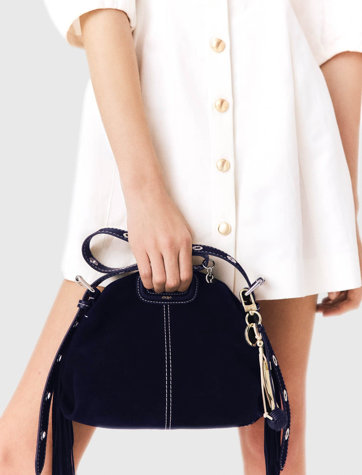 Topstitched suede mini Miss M bag | Maje