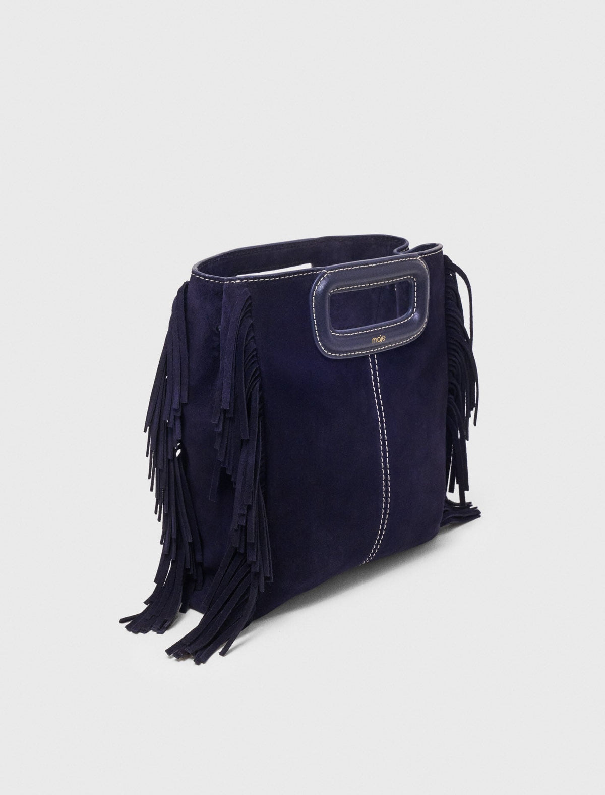 Topstitched suede M bag | Maje