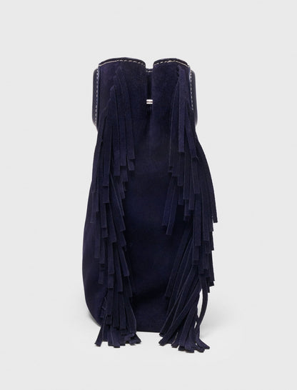 Topstitched suede M bag | Maje