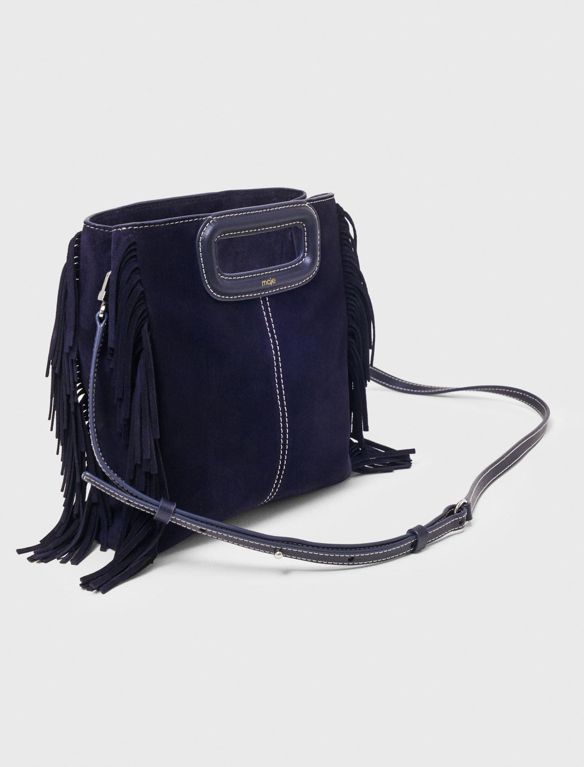 Topstitched suede M bag | Maje