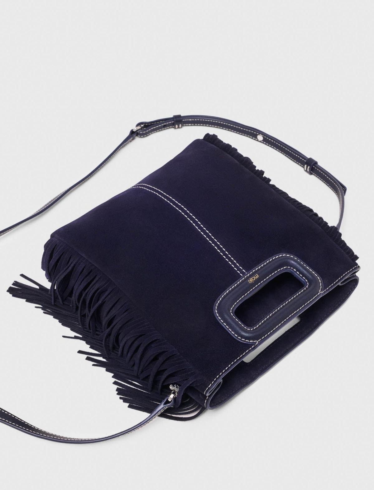 Topstitched suede M bag | Maje