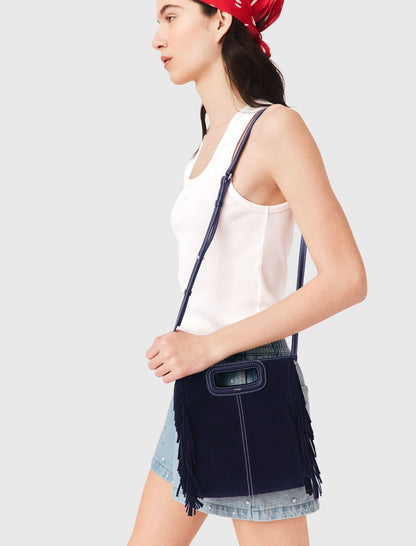Topstitched suede M bag | Maje