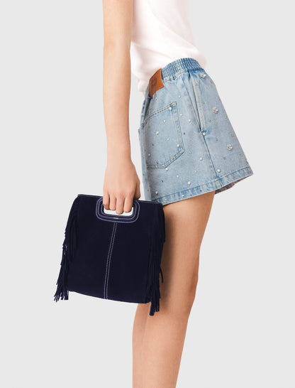 Topstitched suede M bag | Maje