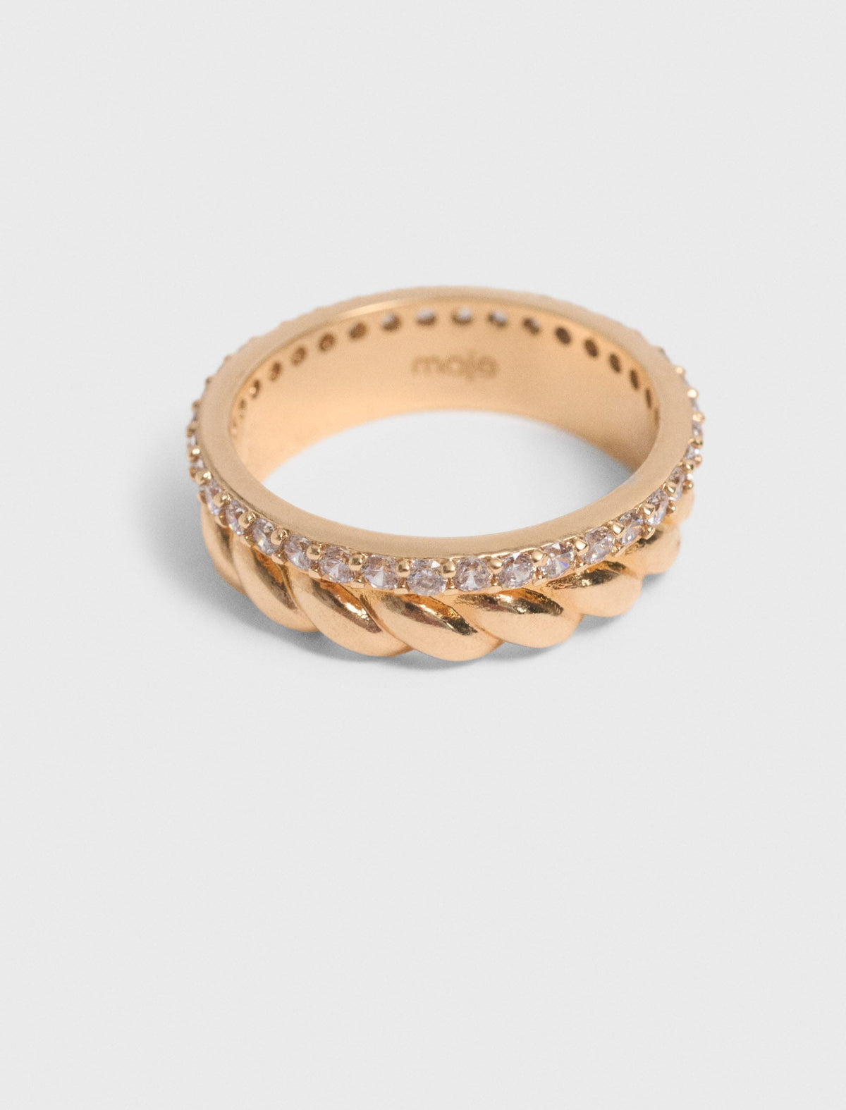 Twisted gold rhinestone ring | Maje