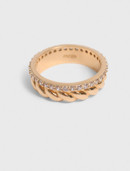 Twisted gold rhinestone ring | Maje