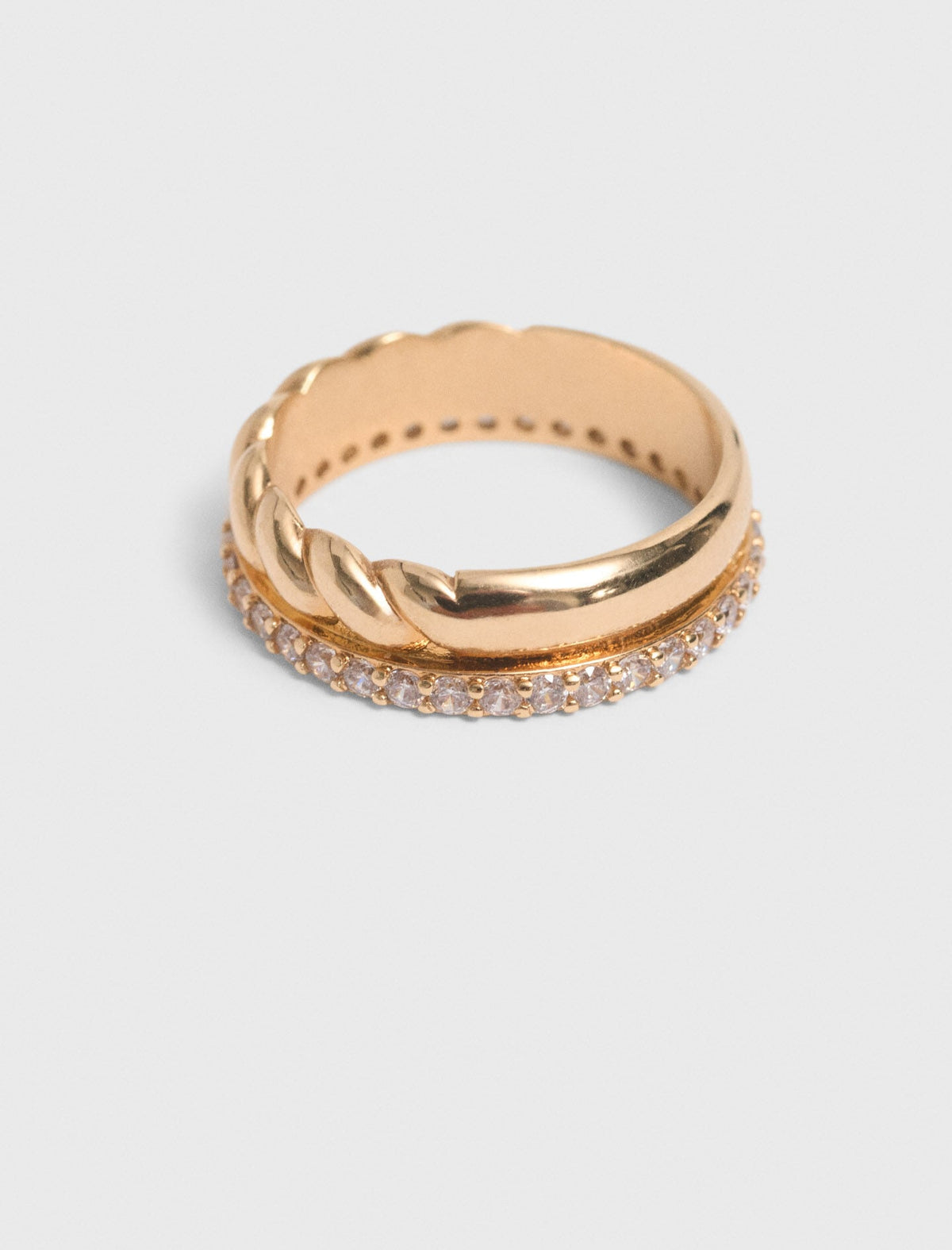 Twisted gold rhinestone ring | Maje