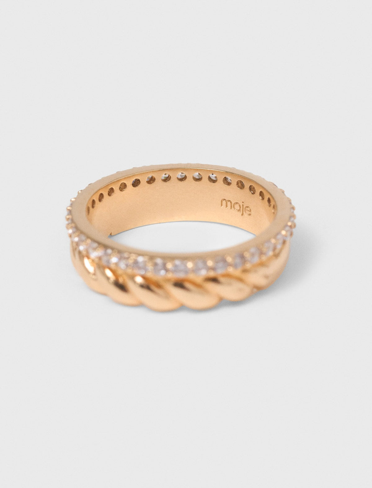 Twisted gold rhinestone ring | Maje