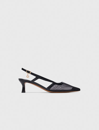 Leather and mesh slingbacks | Maje