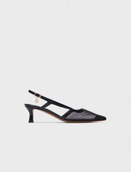 Leather and mesh slingbacks | Maje