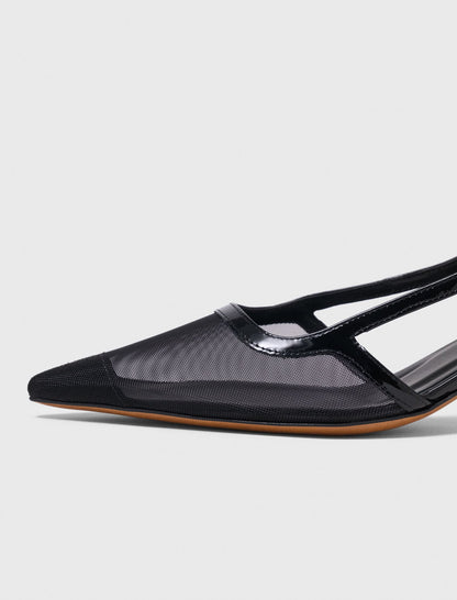 Leather and mesh slingbacks | Maje