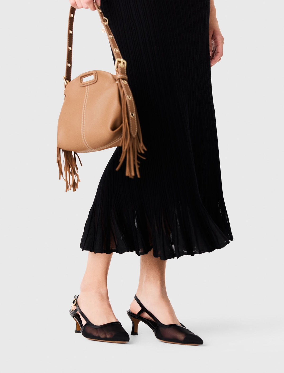 Leather and mesh slingbacks | Maje