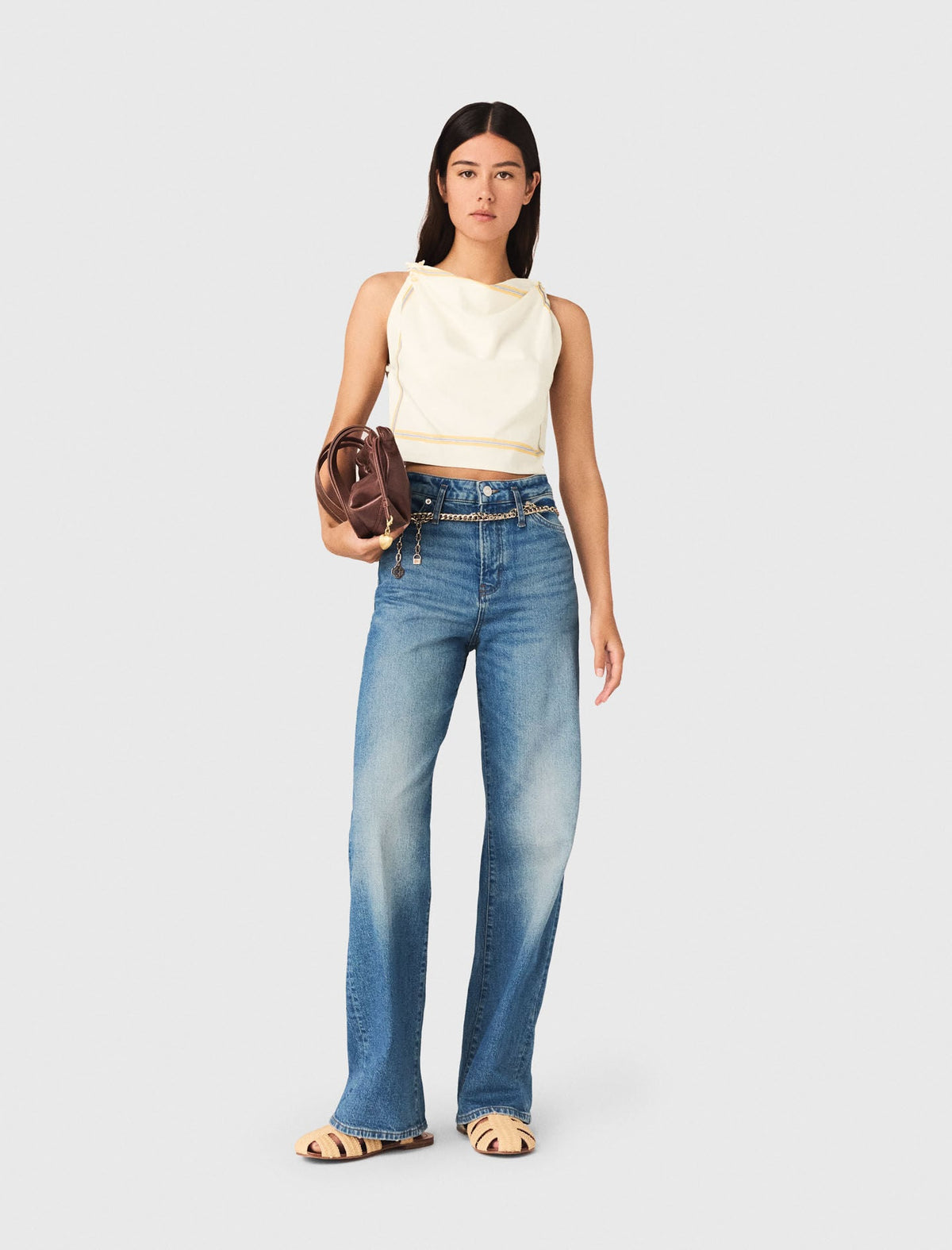 Patterned backless crop top | Maje