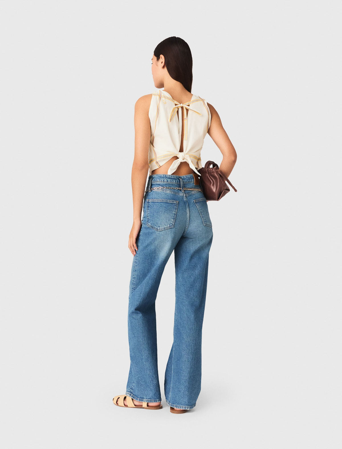 Patterned backless crop top | Maje
