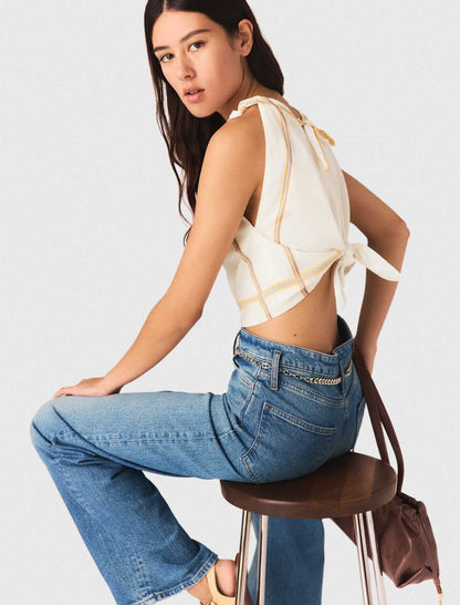Patterned backless crop top | Maje