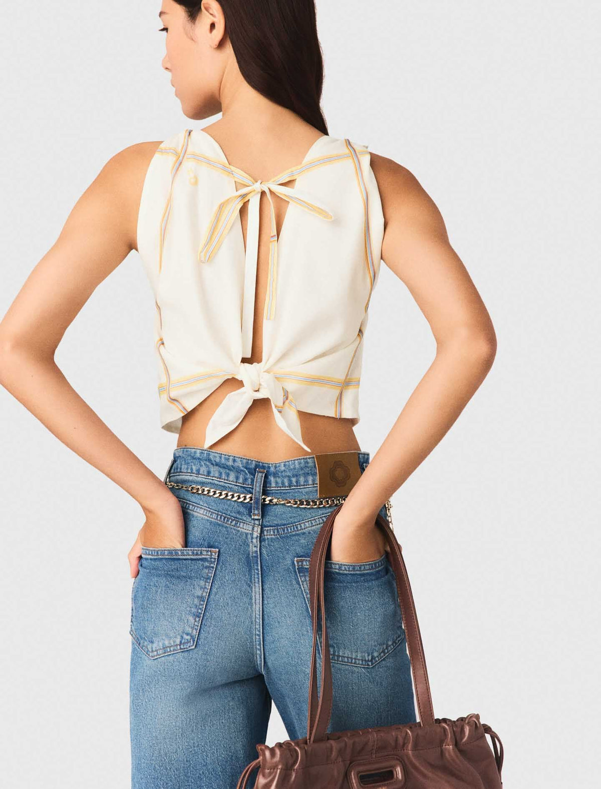Patterned backless crop top | Maje