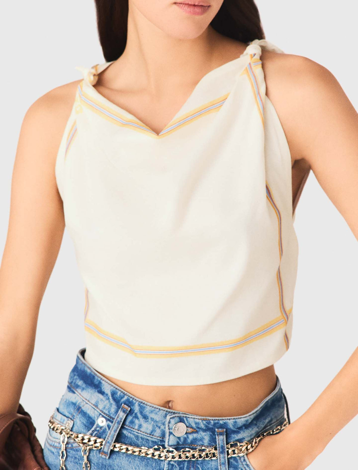 Patterned backless crop top | Maje